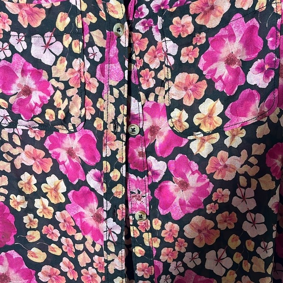 Anthropologie Pilcro Purple Floral Button-Down Blouse โ Size XXS (Oversized Fit) - Picture 4 of 7